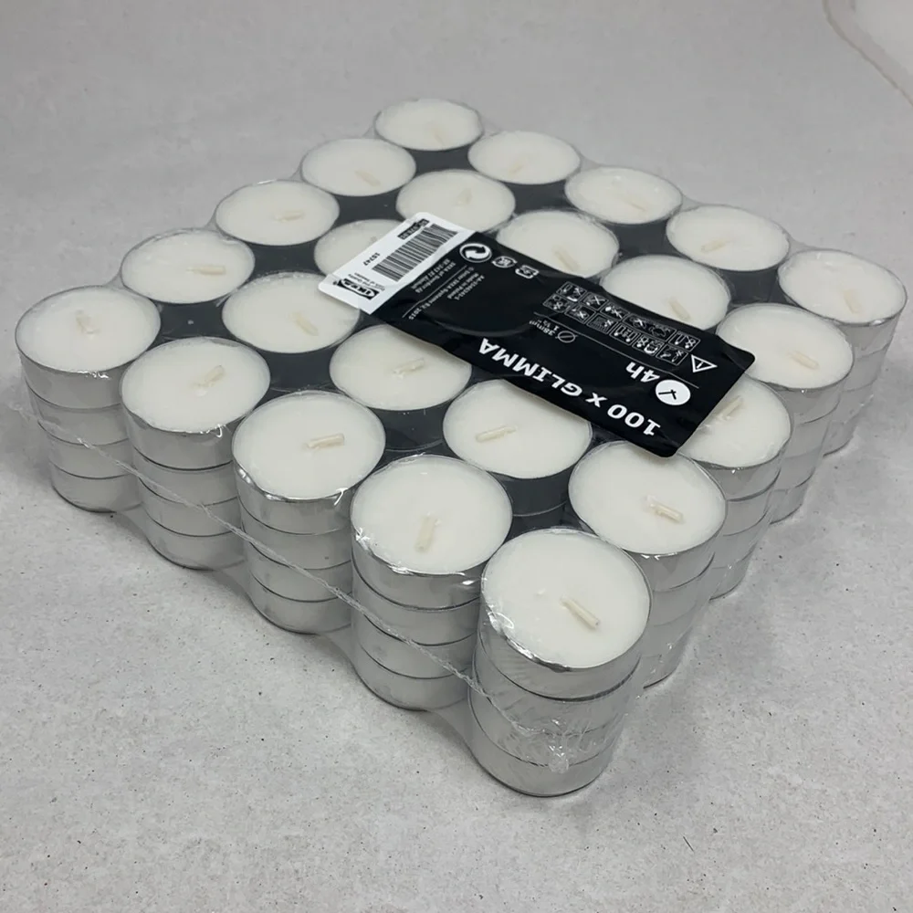 100 piece GLIMMA Unscented tealights 4hr Ikea Sweden